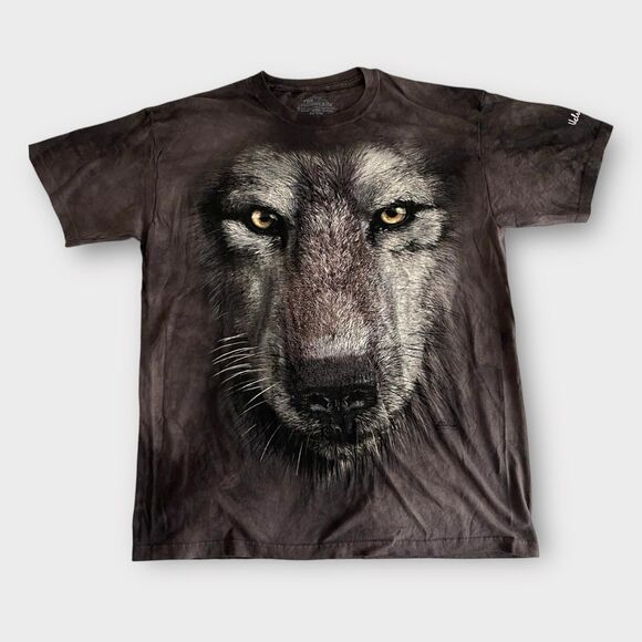 THE MOUNTAIN Gray Wolf Face T Shirt Men's L Medium Tie Dye Ucluelet Canada - Picture 1 of 4